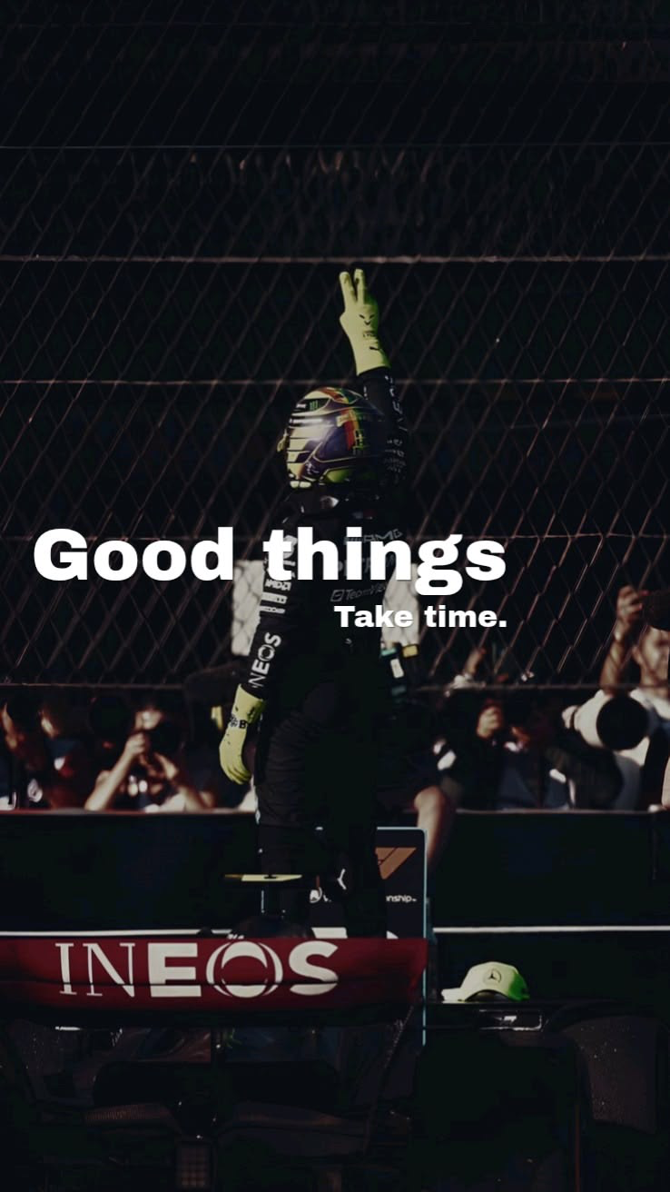 Good things take time — racing driver celebrating