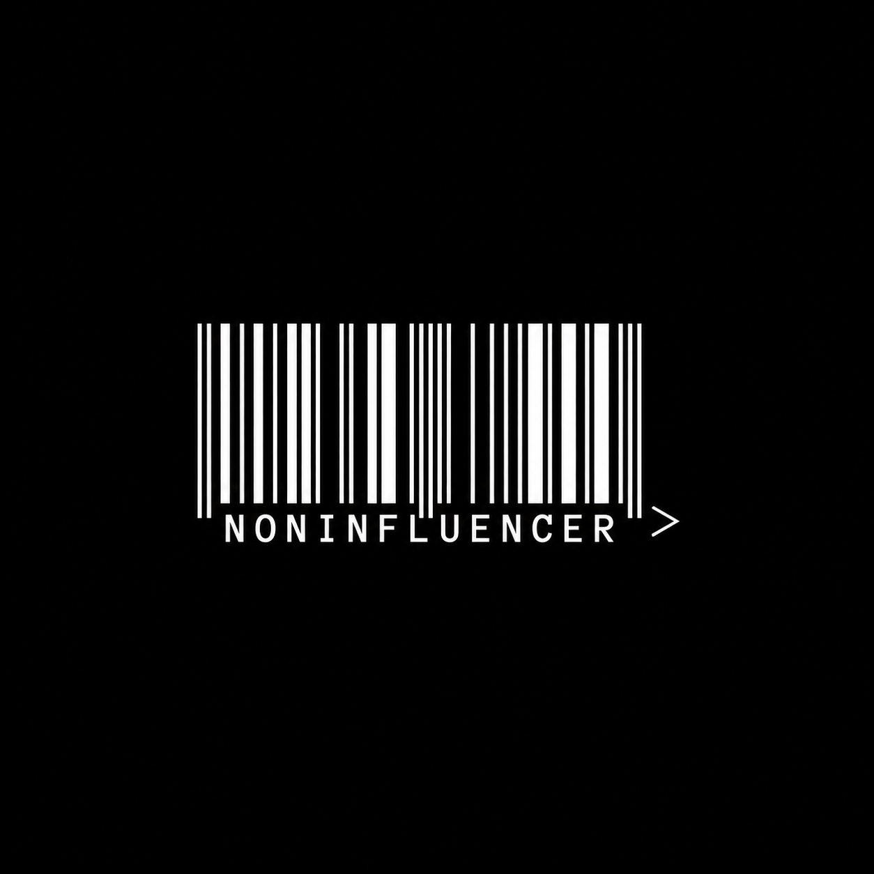 White Noninfluencer barcode artwork on black